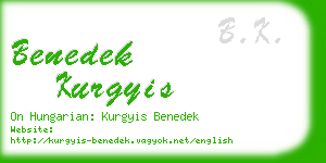 benedek kurgyis business card